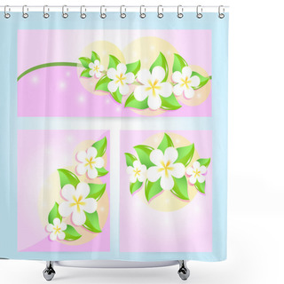 Personality  Set Of Flora Frames Vector Shower Curtains