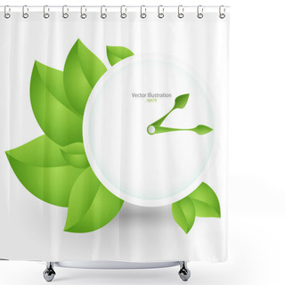 Personality  Green Clock. Vector Design Shower Curtains
