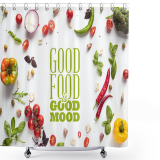 Personality  Fresh Vegetables And Herbs Shower Curtains