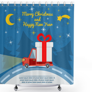 Personality  Gift Delivery Van In Christmas Eve. Shower Curtains
