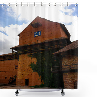 Personality  Urban Scene With Building And Blue Cloudy Sky In Riga, Latvia Shower Curtains