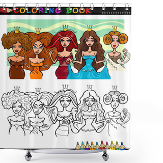 Personality  Fantasy Princesses Or Queens For Coloring Shower Curtains