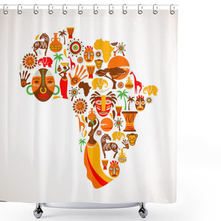 Personality  Map Of Africa With Vector Icons Shower Curtains