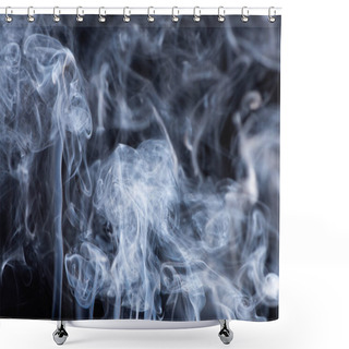 Personality  White Flowing Smoke Clouds On Black Background Shower Curtains