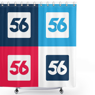 Personality  56 Social Logo Blue And Red Four Color Minimal Icon Set Shower Curtains