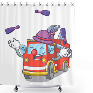 Personality  Juggling Fire Truck Mascot Cartoon Shower Curtains