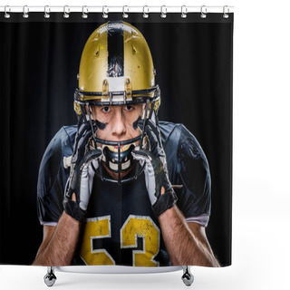 Personality  Football Player Adjusting Helmet  Shower Curtains