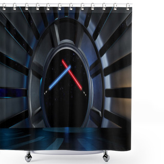 Personality  Lightsaber In Space Environment, Ready For Comp Of Your Characte Shower Curtains