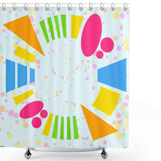 Personality  Asymmetrical Unequal Shaped Form Format Of Colourful Thing Object. Unsymmetrical Uneven Pattern Outline Multicoloured Design. Illustration Of Abstract Painting Shower Curtains