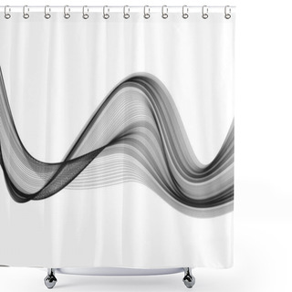 Personality  Abstract Black Lines Curve Wave On White Background Vector Shower Curtains