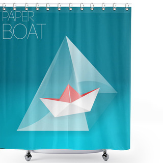 Personality  Paper Boat In Glass Pyramid. Shower Curtains