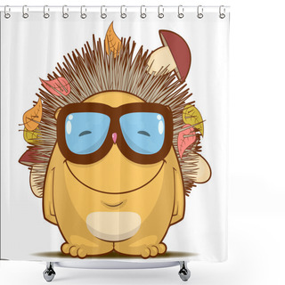 Personality  Vector Illustration With Funny Cartoon Hedgehog Character. Shower Curtains