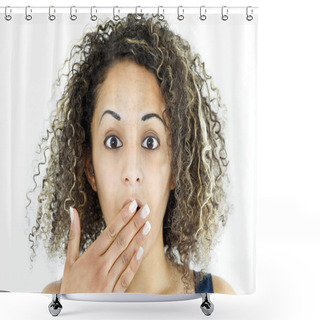 Personality  Beautiful Girl Surprised Shower Curtains