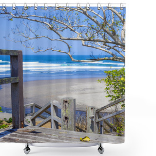 Personality  Stairs To A Tropical Beach With Exotic Plants And Palm Trees Shower Curtains