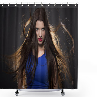 Personality  Woman With Fluttering Hair Shower Curtains