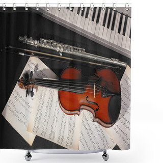 Personality  Musical Instruments With Music Notes Shower Curtains