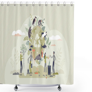 Personality  Biodiversity And Natural Species Environmental Protection Tiny Person Concept Shower Curtains
