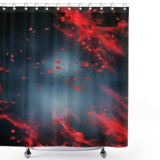 Personality  Abstract Design Of Red Smoke And Motion Blurs Over Dark Background Shower Curtains
