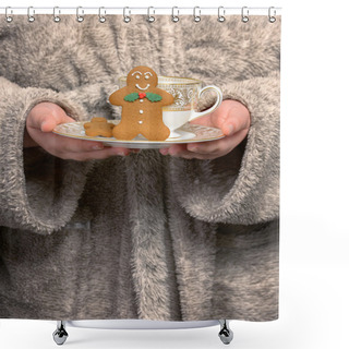 Personality  Holding Gingerbread Biscuits Shower Curtains