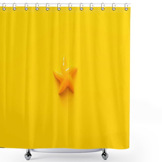 Personality  Top View Of Plastic Starfish Mold On Bright Yellow Background Shower Curtains