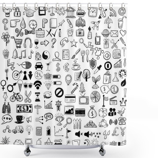 Personality  Set Of Sketch Icons For Site Or Mobile Application Shower Curtains