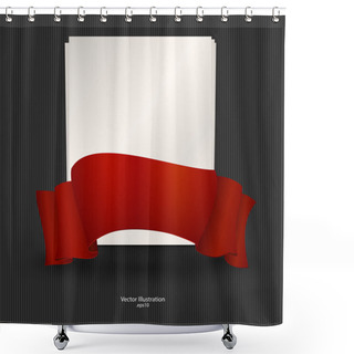 Personality  A Sheet Of Paper With Red Ribbon. Vector Illustration. Shower Curtains