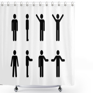 Personality  Man Standing Set, Stick Figure Human. Vector Illustration, Picto Shower Curtains