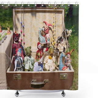Personality  Antique Dolls In The Suitcase. Shower Curtains