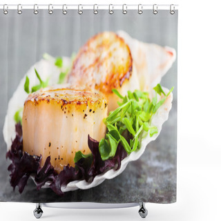 Personality  Pan Seared Scallops Shower Curtains