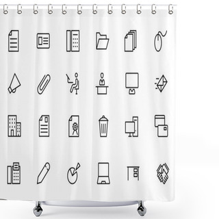 Personality  Office Line Vector Icons 2 Shower Curtains