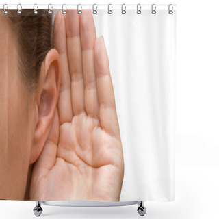 Personality  Girl Listening With Her Hand On An Ear Shower Curtains