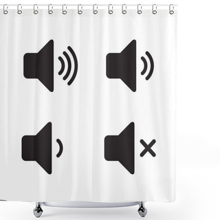 Personality  Set Of Speaker Volume Flat Vactor Icon. Symbols On, Off, Mute, High, Low Sound Signs For Graphic Design, Logo, Web Site, Social Media, Mobile App, Ui Illustration Shower Curtains