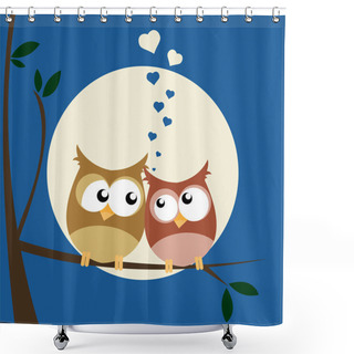 Personality  Owls In Love Shower Curtains