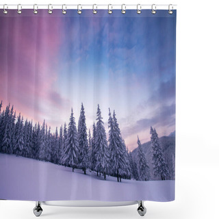 Personality  Dramatic Wintry Scene With Snowy Trees. Shower Curtains