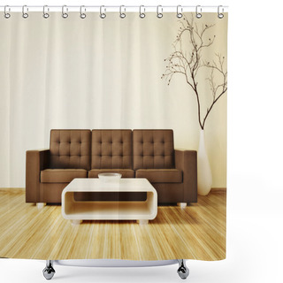 Personality  Modern Interior Room With Nice Furniture Inside. Shower Curtains