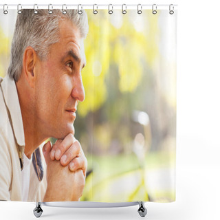 Personality  Thoughtful Middle Aged Man Shower Curtains
