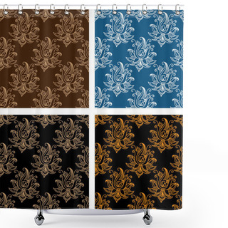 Personality  Set Of Floral Seamless Persian Design Shower Curtains