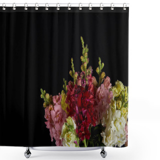 Personality  Bouquet Of Beautiful Various Decorative Gladioli Flowers With Buds Isolated On Black Background  Shower Curtains