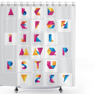 Personality  Colorful Low Polygon Alphabet Shower Curtains