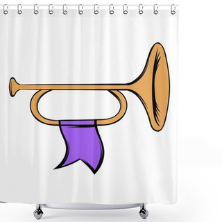 Personality  Trumpet With Flag Icon Cartoon Shower Curtains