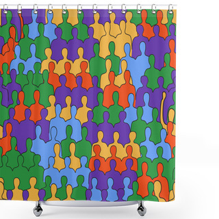 Personality  Vector Seamless Pattern: People Shower Curtains