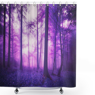Personality  Mystic Fantasy Violet Colored Enchanted Forest Landscape Shower Curtains