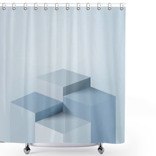 Personality  3d Background Products Display Podium Scene With Geometric Platform. Background Vector 3d Rendering With Podium. Stand To Show Cosmetic Products. Stage Showcase On Pedestal Display Blue Studio Shower Curtains