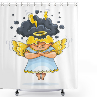 Personality  Angry Furious Guardian Angel With Wings Shower Curtains