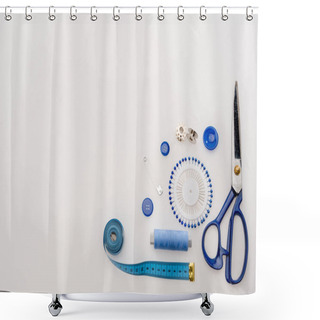 Personality  Workshop With Needlework Details And Tools Shower Curtains