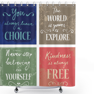 Personality  Set Of 4  Inspirational Quotes Shower Curtains