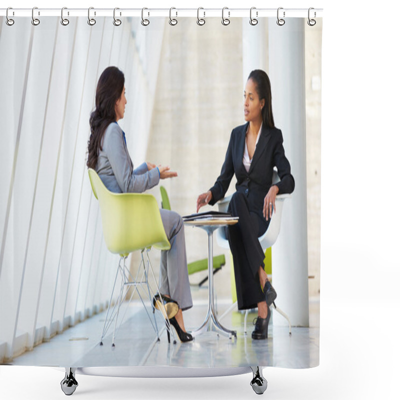 Personality  Two Businesswomen Meeting Around Table In Modern Office Shower Curtains