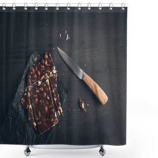 Personality  Cut Chocolate Bar And Knife Shower Curtains