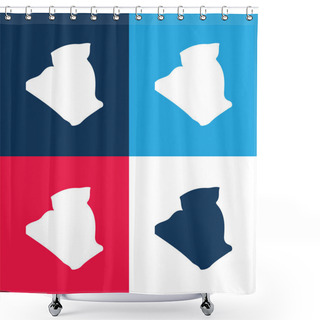 Personality  Algeria Blue And Red Four Color Minimal Icon Set Shower Curtains