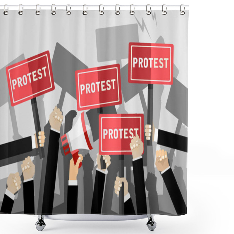 Personality  People Protesting, Vector Illustration Concept Design Shower Curtains
